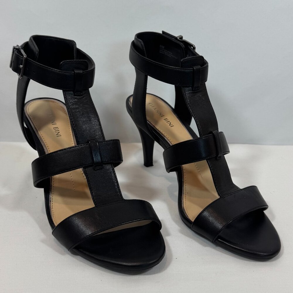 GIANI BINI - COMFORT OPEN TOE BLACK LEATHER SANDAL